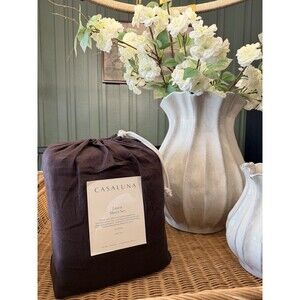 Queen 100% Linen Sheet Set Dark Fig - Casaluna NEW